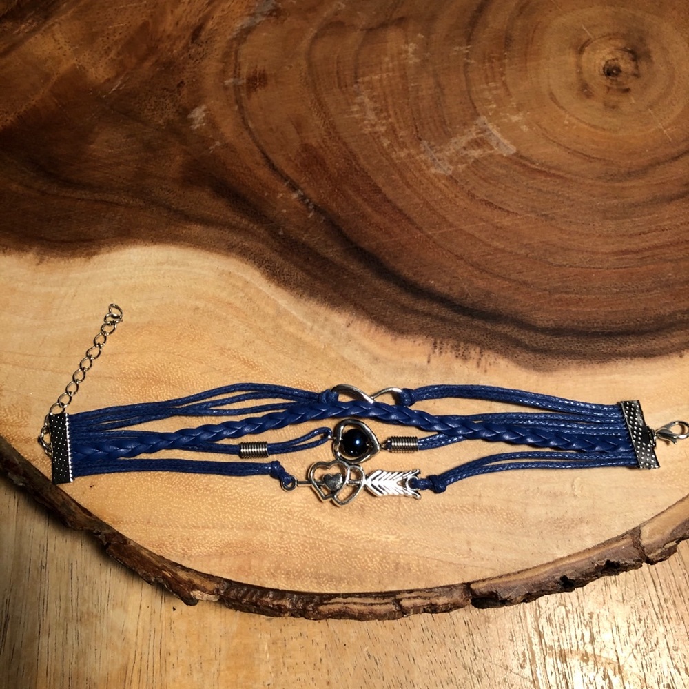 NWY 5 strand Navy Leather Bracelet 7” 2” extender - Picture 7 of 11